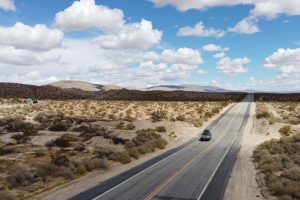 Car on a desert road
